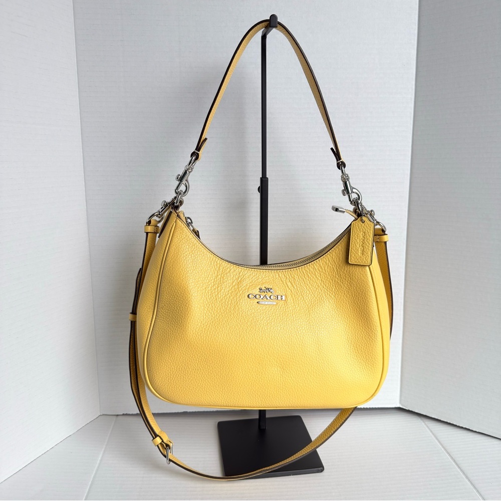 Coach CJ517 Pebbled Leather Convertible Shoulder & Crossbody Bag Yellow